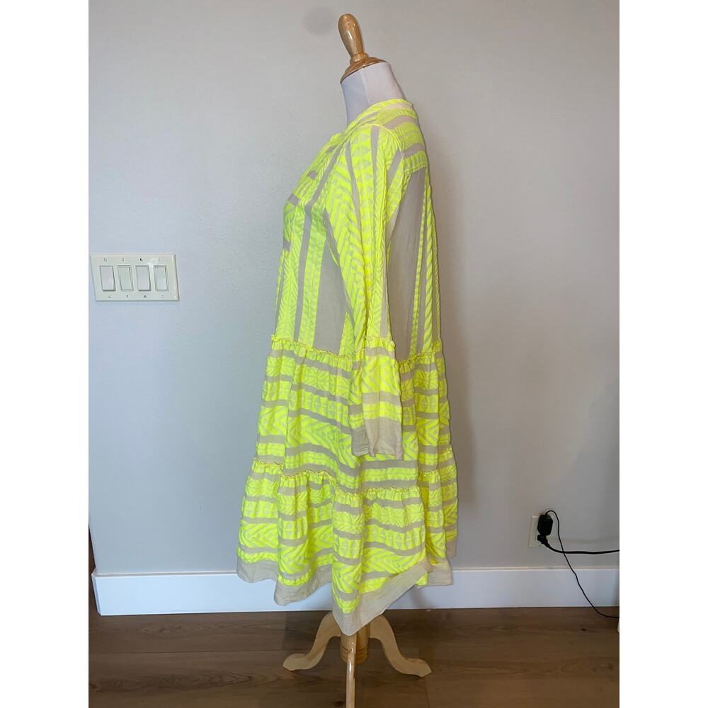 Anthropologie x DEVOTION TWINS ELLA DRESS Yellow Mini Flare Sleeve Size Medium - Picture 4 of 7